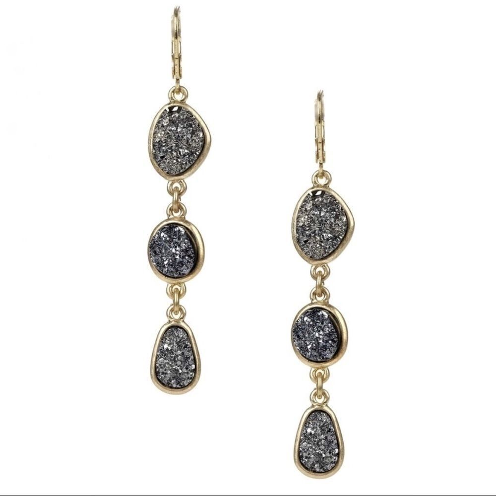 𝅺NWOT Lovina G Druzy stone drop earrings